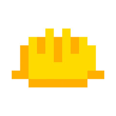 Safety helmet yellow icon pixel art cartoon retro game style - 210549370