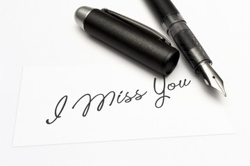 close-up of a greeting card with the sweet word, I miss you