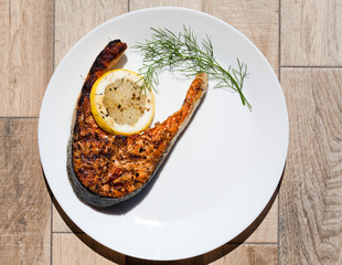 grilled salmon filet on barbecue - healthy food