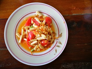 Flow Lotus papaya salad was vintage food of Thailand