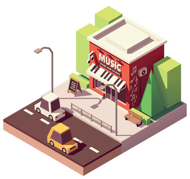 Vector isometric musical instrument store