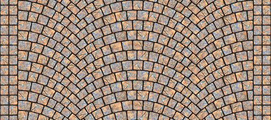 Road curved cobblestone texture 007