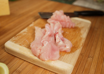 chicken breast with cheese and greens, mushrooms, champignons