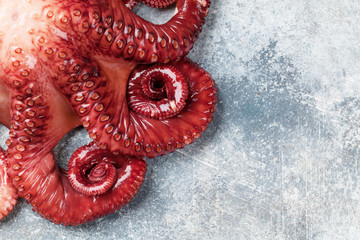 Raw octopus cooking