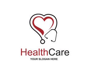 abstract medical halth care icon with stethoscope and heart