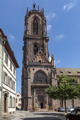 Fototapeta na wymiar Sankt Georges church in Selestat, a big gothic church in the Alsace region