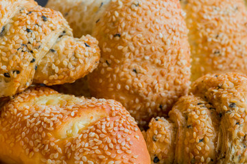 Traditional homemade bakery bread with sesame