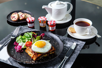 baked sandwich with Greens and egg