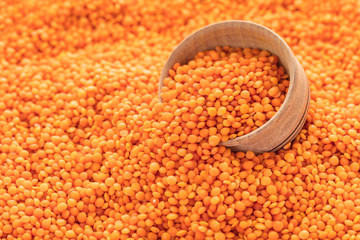 background of raw lentils closeup