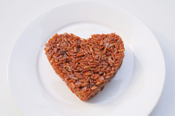 Cooked Organic rice.Vitamins Health Benefits
