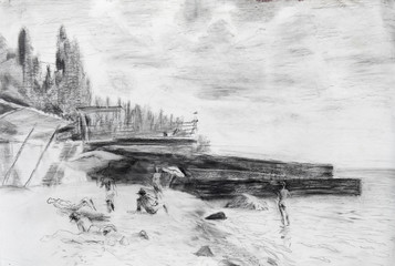 Pencil drawing, sketch
