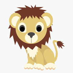 Cute baby lion in cartoon style, vector art and illustration.