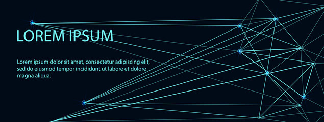 Geometric connected line and dots. Abstract image of a starry sky or space, consisting of points, lines, and shapes in the form of planets, stars and the universe. Low poly vector