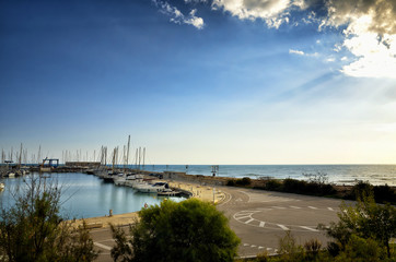 Obraz premium Marina di Ragusa Harbour is located in the most southern part of Italy, in a strategic position in the middle of the Mediterrean Sea.