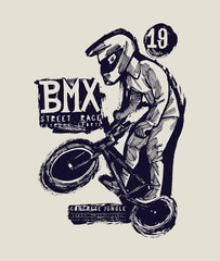 Fototapeta premium bmx bicycle vintage typography grungy millenial street style t-shirt print