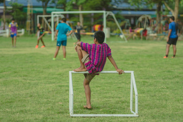 Soccer training for students in afternoon time.