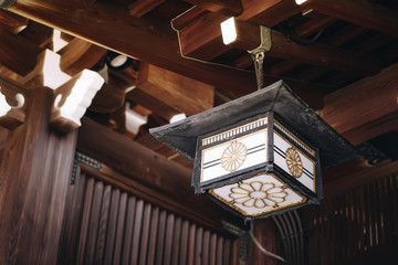 Japanese shrine lantern. A Japanese traditional lantern at Meiji Jingu Shrine with vignette applied.
