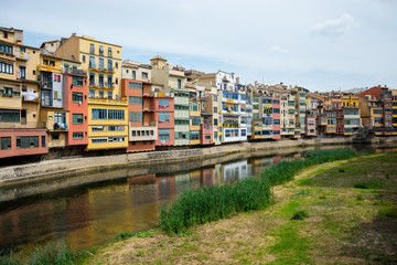 View of the river Onyar in Girona, Spain