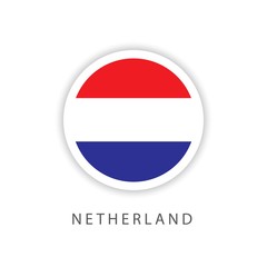 Netherlands Circle Flag Vector Template Design Illustrator