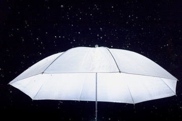 White umbrella with rain
