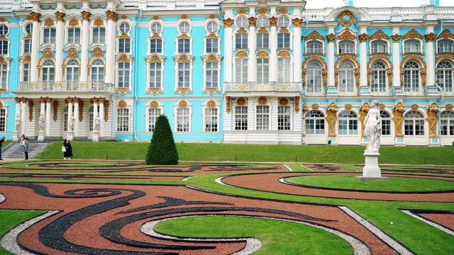 St. Petersburg, Tsarskoe Selo, Russia, June 2018: Catherine Palace in Catherine park in Tsarskoe Selo near Saint Petersburg, Russia.