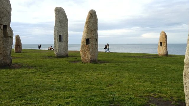 	Menhirs park on Campo de la Rata. La Coru&ntilde;a, Spain.