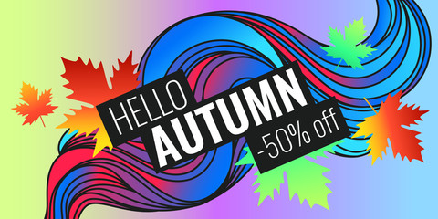 Autumn discounts, background with leaves 