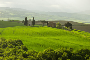 sunrise in Tuscany in Val di Orcia near Pienza