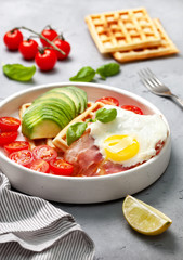 breakfast with bacon, egg