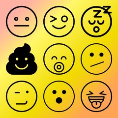 Vector icon set  about emoticon with 9 icons related to smiley, collection, cheerful, attractive and happiness