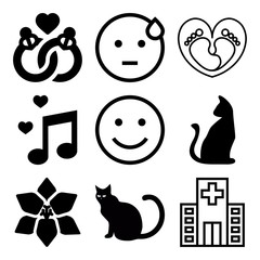 Vector icon set  about love with 9 icons related to garden, help, motherhood, awareness and vintage