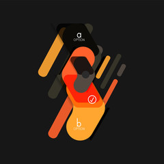 Flat design geometric infographics, arrow shape vector sticker or label, price tags, offer promotion badge, icon design, paper style layout for data graphic visualization step by step process, for