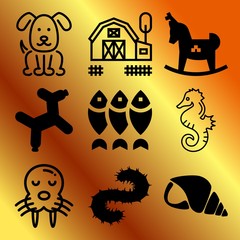 Vector icon set  about animals with 9 icons related to closeup, love, farmland, aquatic and country
