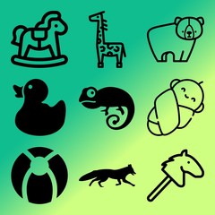 Vector icon set  about baby with 9 icons related to waterfowl, mallard, face, pardalis and sea