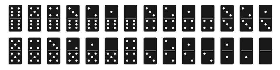 Creative vector illustration of realistic domino full set isolated on transparent background. Dominoes bones art design. Abstract concept 28 pieces for game graphic element