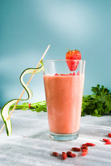 Healthy smoothie with strawberries