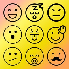 Vector icon set  about emoticon with 9 icons related to human, vector, caricature, cartoon and ball