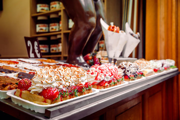 beautiful Belgian waffles on the streets of brussels