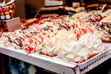 beautiful Belgian waffles on the streets of brussels