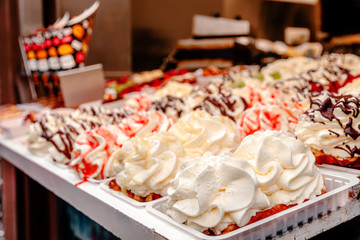 beautiful Belgian waffles on the streets of brussels