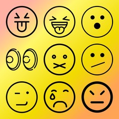 Vector icon set  about emoticon with 9 icons related to young, isolated, girl, look and black