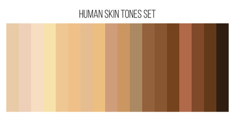 Creative vector illustration of human skin tone color palette set isolated on transparent background. Art design. Abstract concept person face, body complexion graphic element for cosmetics