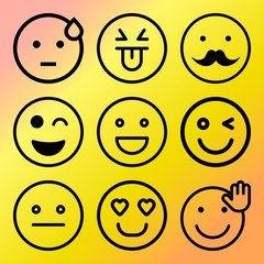 Vector icon set  about emoticon with 9 icons related to illustration, concept, set, humor and human