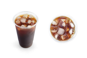 Iced coffee black coffee isolated on white background
