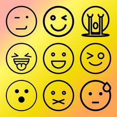 Vector icon set  about emoticon with 9 icons related to people , confused, character, human and sad