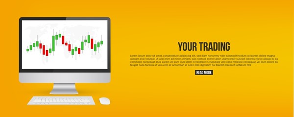 Creative vector illustration of forex trading diagram signals isolated on background. Buy, sell indicators with japanese candles pattern, exchange financial market graph. Candlestick chart element