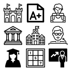 Vector icon set  about education with 9 icons related to event, brain, mother, animal and illustration