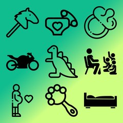 Vector icon set  about baby with 9 icons related to sound, child, furniture, young and calm