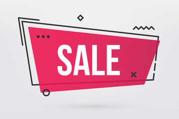 Creative vector illustration of modern trendy season sale banner offer tag isolated on transparent background. Art design shop store template. Abstract concept graphic memphis geometric style element