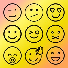 Vector icon set  about emoticon with 9 icons related to look, fun, positive, sketch and portrait